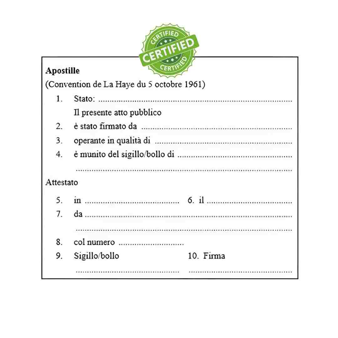 Traduzione giurata asseverata di un’Apostille – Documento certificato per autenticazione internazionale